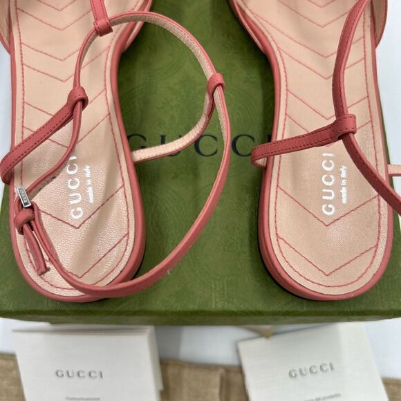 Women’s Gucci T strap, pink, leather GG ballet flats size 41 made in Italy - Picture 5 of 8